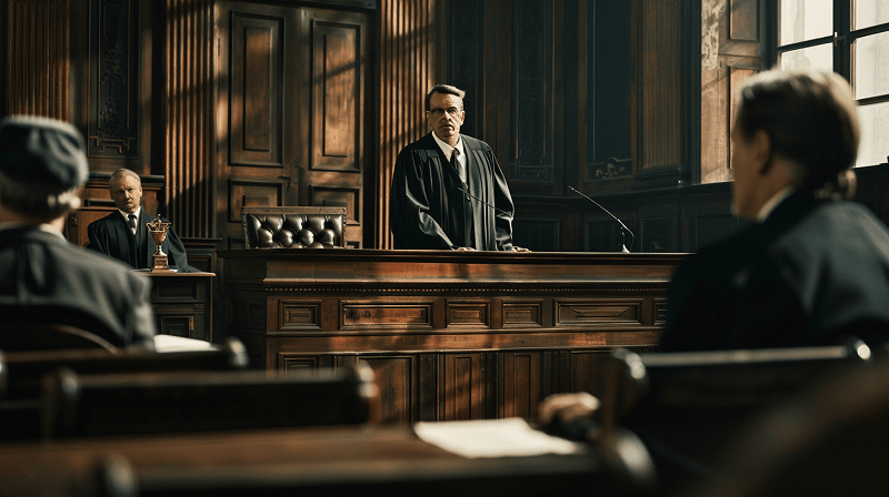 Judge standing in the court room